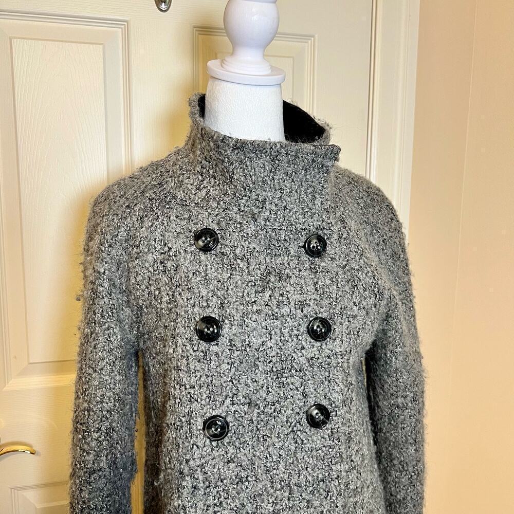 DKNY Peacoat Wool Blend Double Breasted Boucle Grey and Black Size 2 - Picture 4 of 14